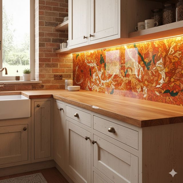 חיפוי זכוכית למטבח מודרני